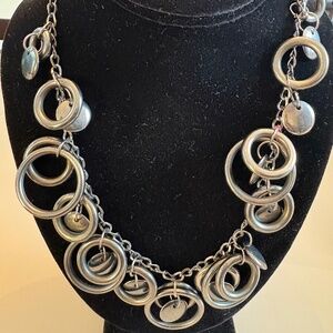 Silver/Gunmetal Tone Chain Link Statement Necklace